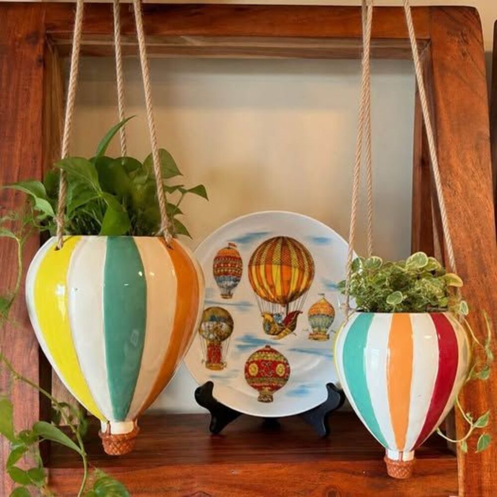 Ceramic Hot Air Balloon Hanging Planters / Décor Small only